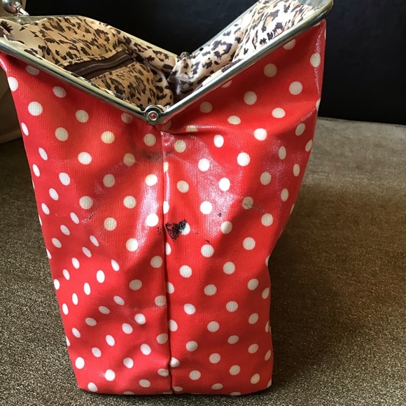 FINAL SALE Floozie Retro Red Polka Dot Clutch - Picture 6 of 7